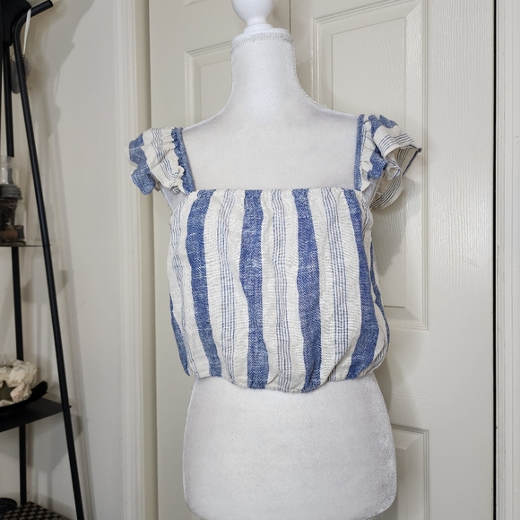 Alice & Olivia Celestial Flutter Sleeve Crop Top Sz L - Picture 1 of 5